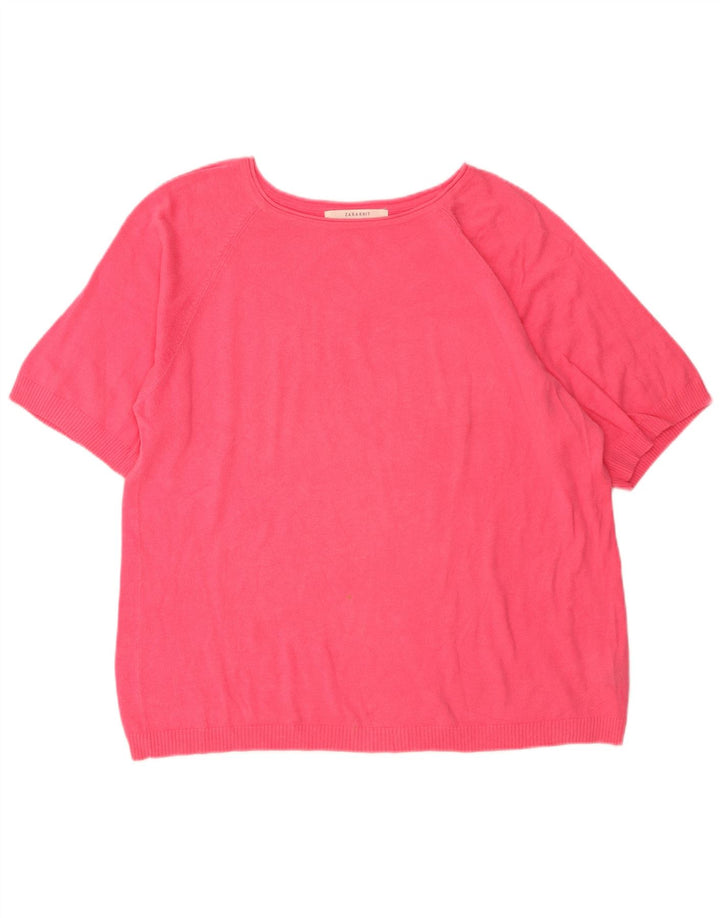 Zara Jersey oversize con cuello barco para mujer, talla 40, color rosa medio