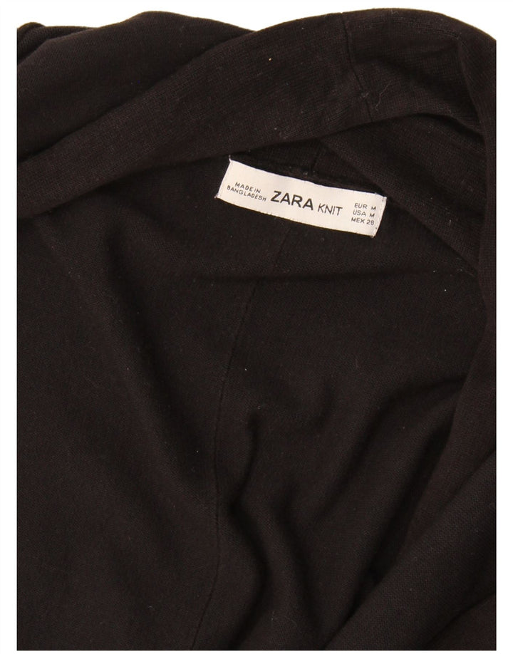 Zara Mujer Cárdigan Abierto Suéter UK 12 Medium Negro