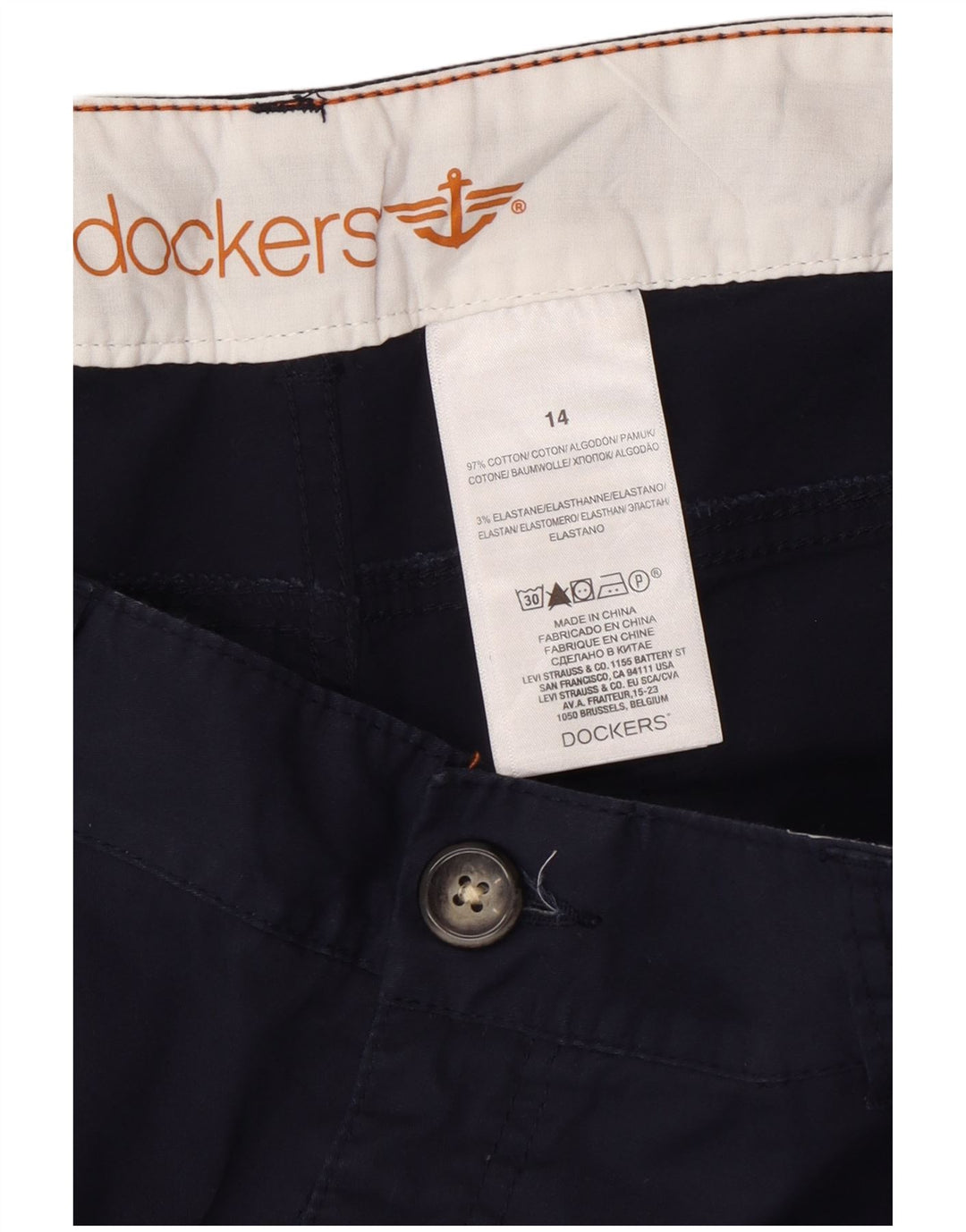 DOCKERS Bermudas para mujer US 14 XL W34 Azul marino Algodón