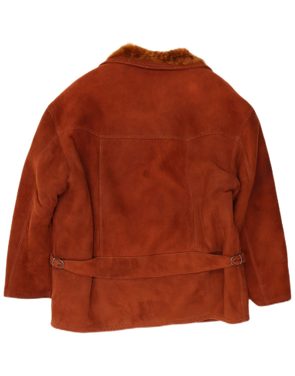 Vintage hombres shearling chaqueta Reino Unido 38 marrón medio
