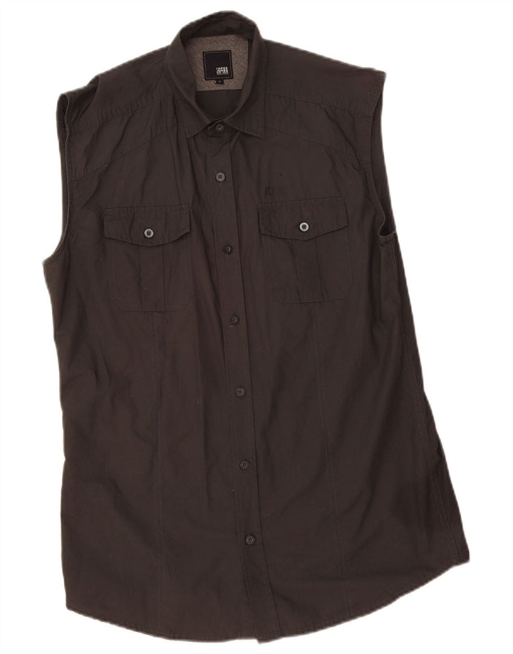 Jack & Jones Hombre Camisa Sin Mangas Gráfica De Algodón Gris Medio