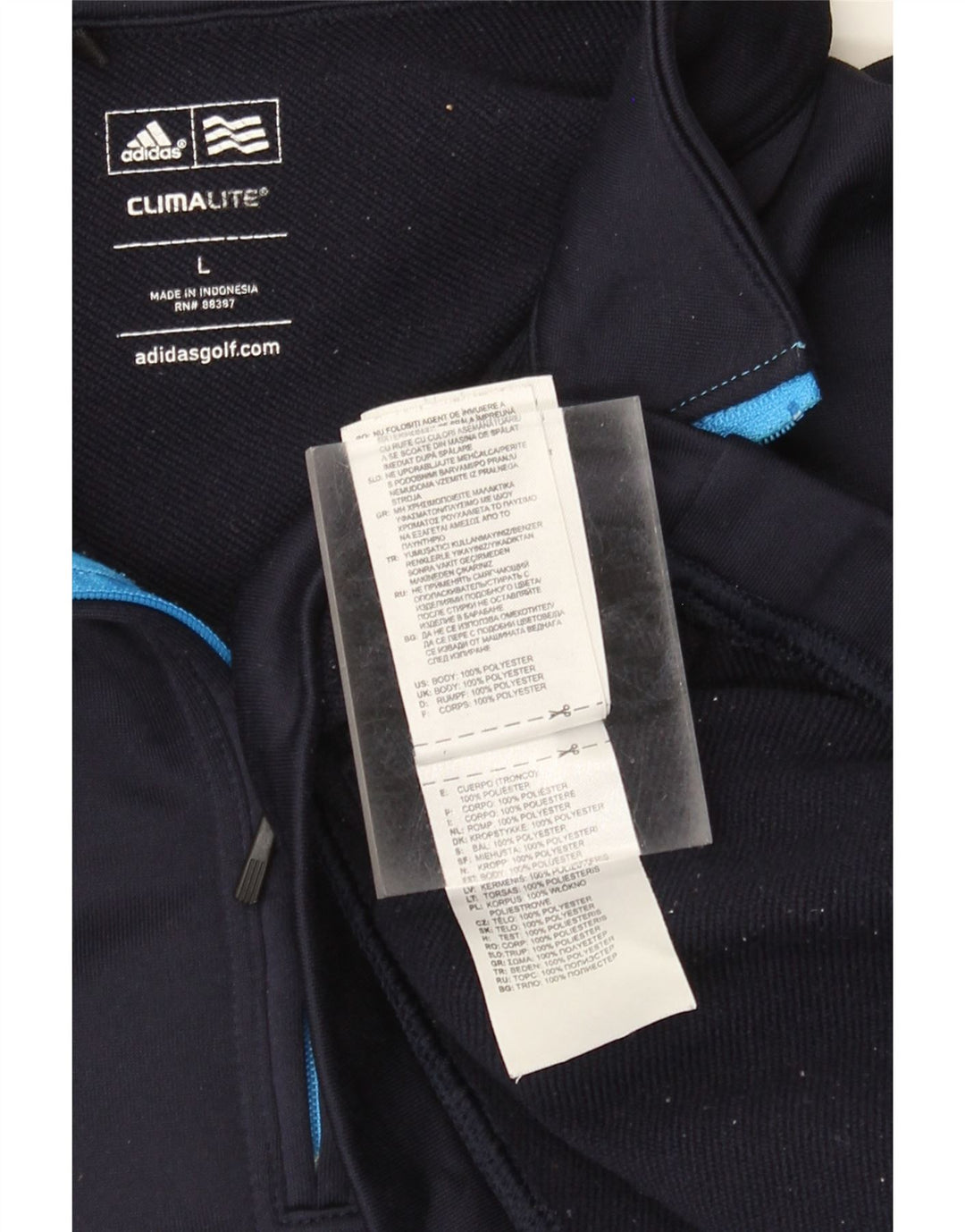 Adidas Mens Climalite Zip Neck Sudadera Jumper Grande Azul Marino Poliéster