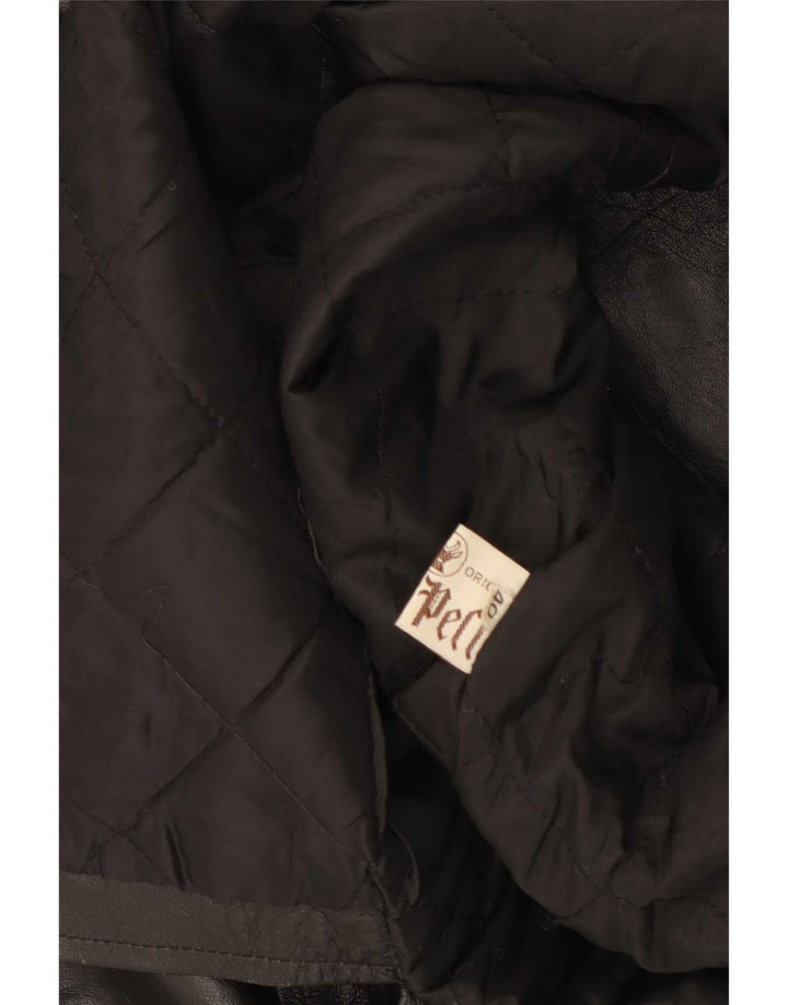 Vintage mujer suelta ajuste cuero abrigo IT 40 pequeño negro