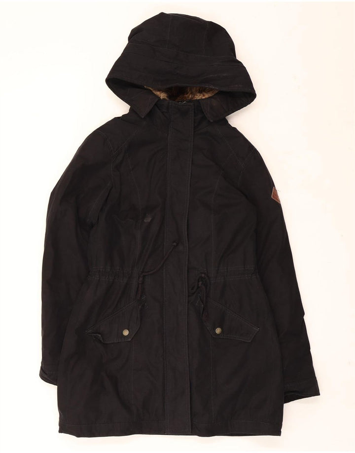 HOLLISTER Parka con capucha para mujer UK 40 Mediana Poliéster negro
