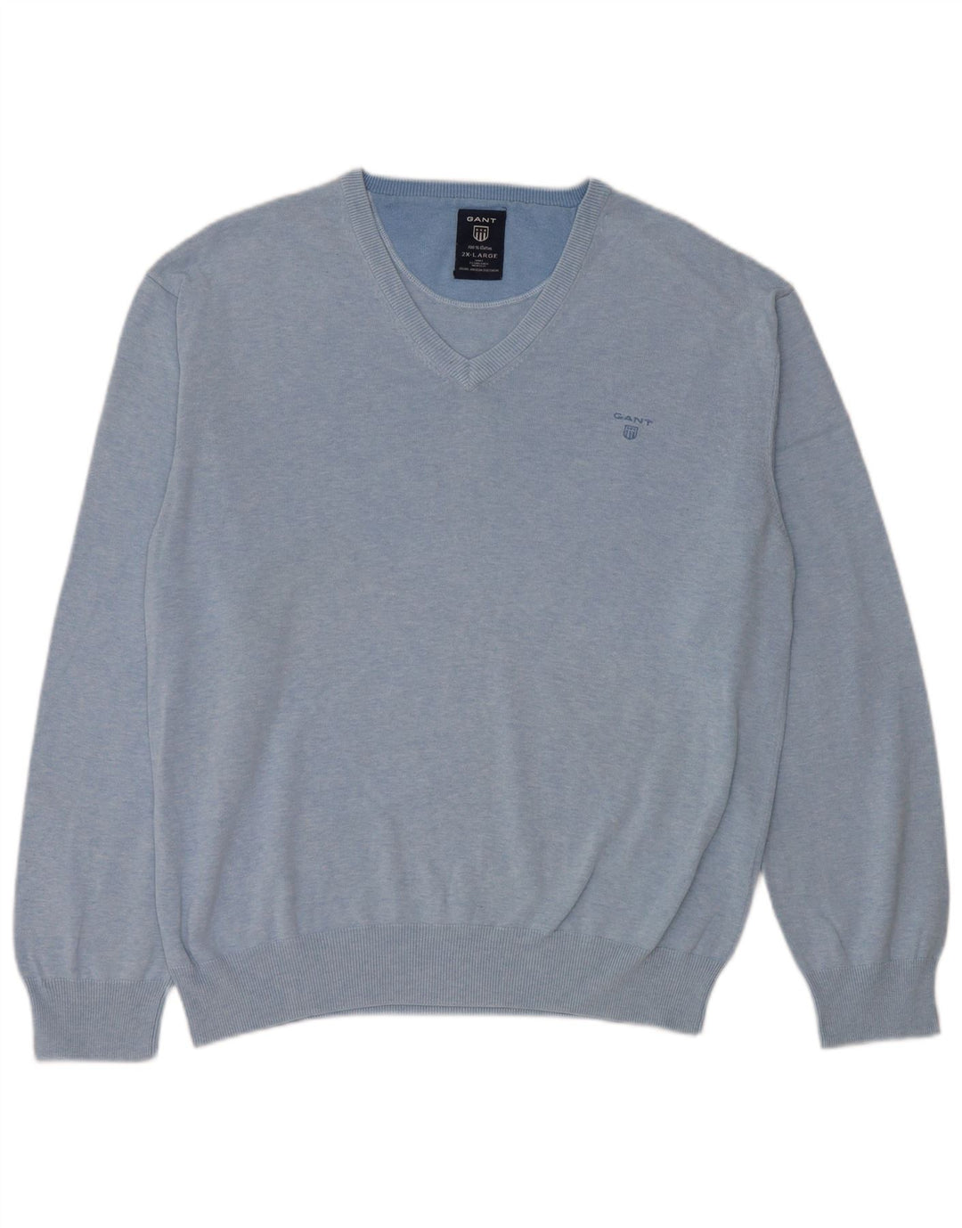 Gant Jersey con cuello en V para hombre, talla 2XL, algodón azul