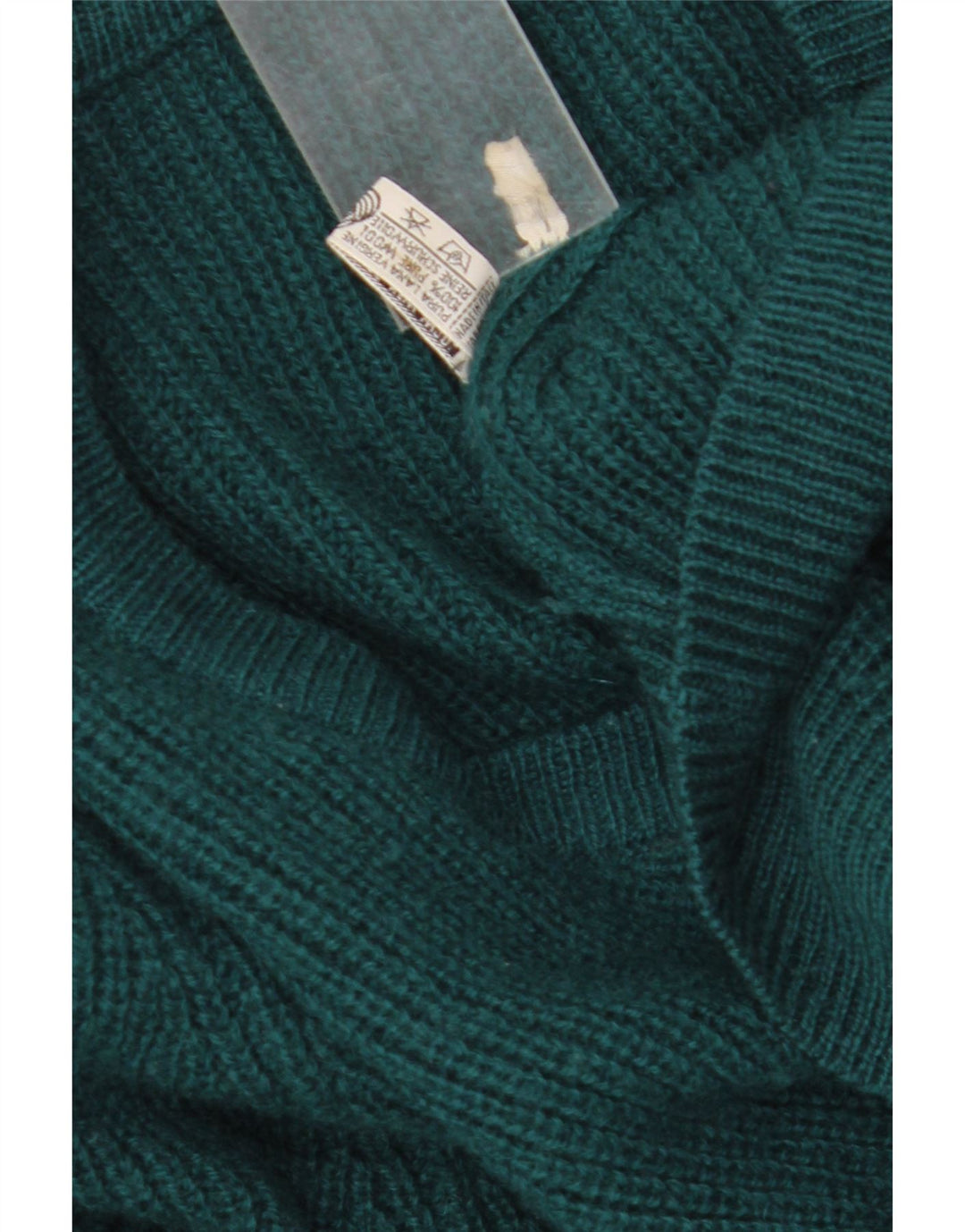 Vintage hombres Cardigan suéter grande lana verde
