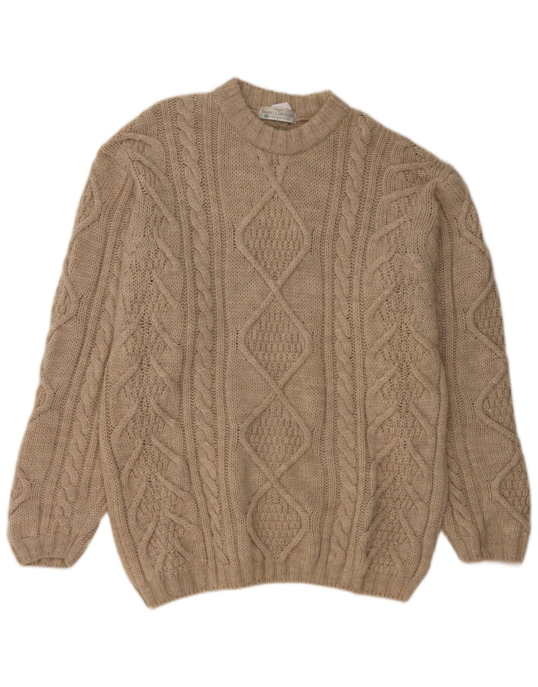 Marks & Spencer Jersey De Cuello Redondo Para Hombre De Lana Nueva Beige Medio