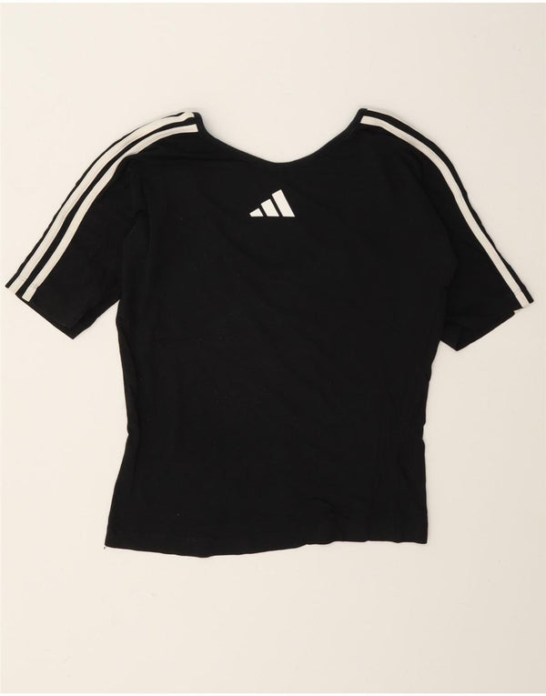 Adidas Mujer Crop Graphic Camiseta Top UK 12 Mediano Negro Algodón
