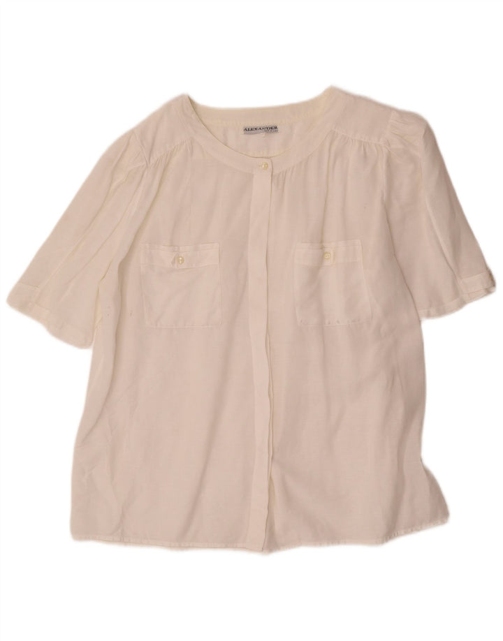 Alexander Blusa de manga corta para mujer UK 44 Grande Blanco