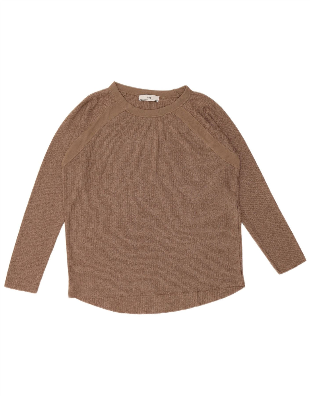 Zara Mujer Top Extragrande Manga Larga UK 10 Small Marrón
