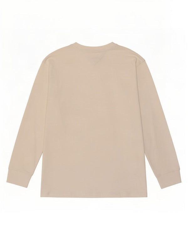 Tommy Hilfiger Top de manga larga para hombre de algodón blanco roto medio