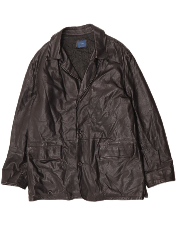 Chaqueta de cuero vintage para hombre IT 52 XL cuero negro