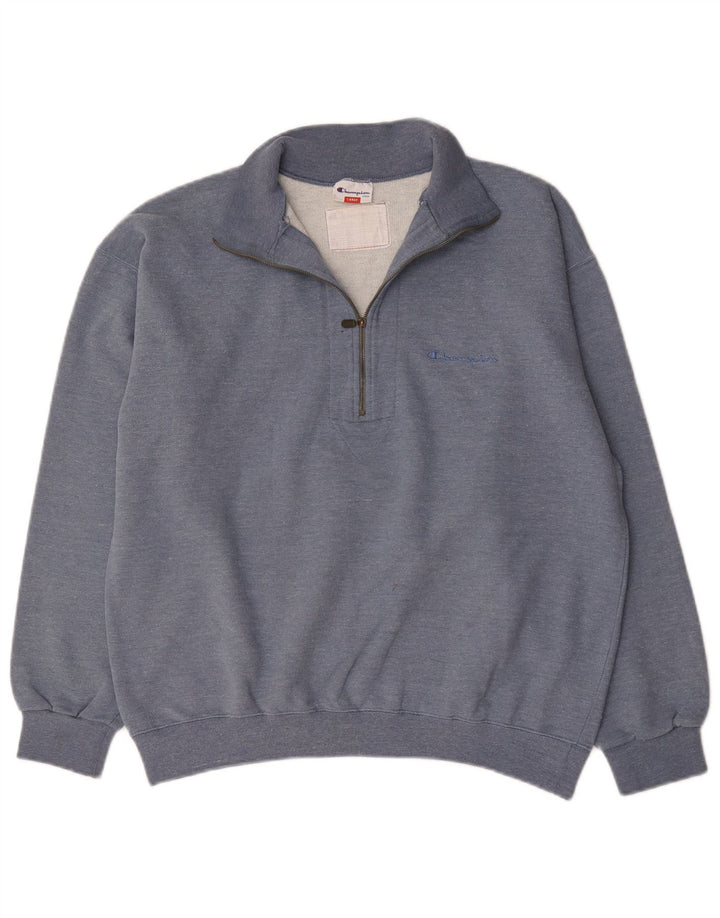 Champion Sudadera Con Cremallera Y Cuello Para Hombre Jersey Grande De Algodón Azul