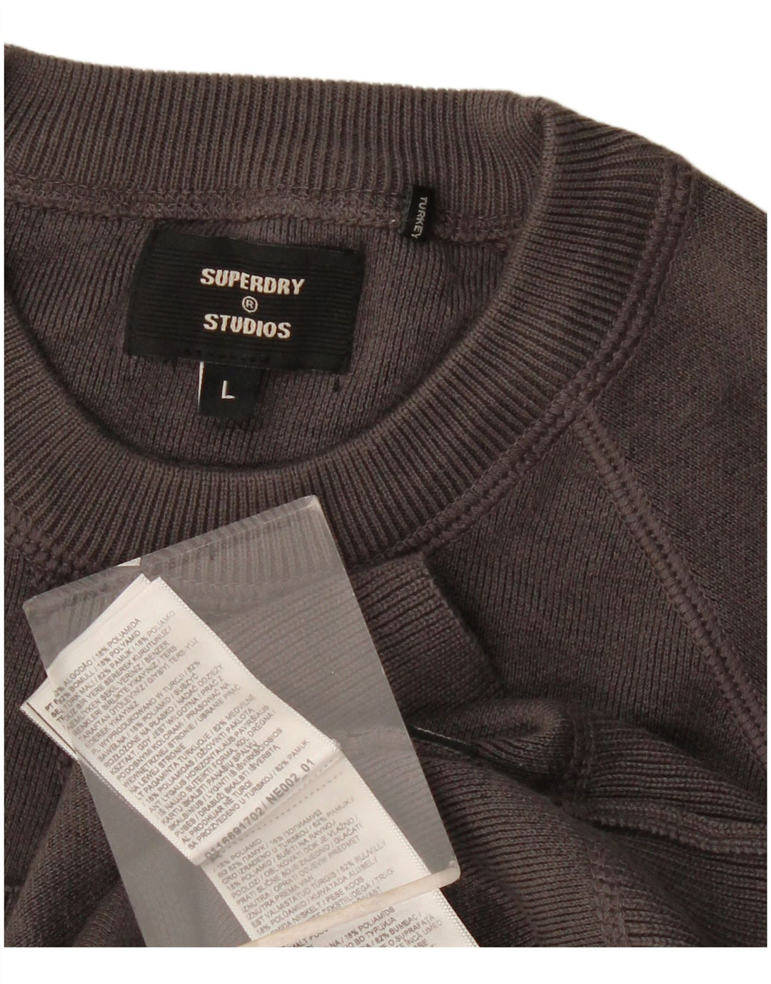 Superdry Sudadera tipo jersey para hombre de algodón gris grande