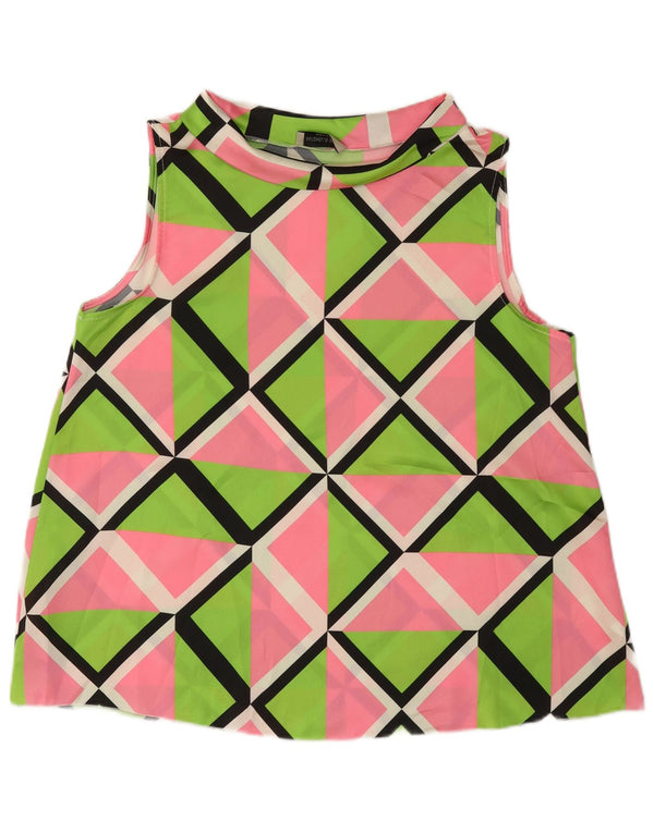 Antonello Serio Blusa sin mangas para mujer UK 40 XL Rosa Geométrico