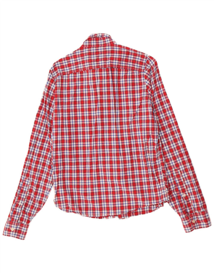 Camisa Hollister Hombre Algodón A Cuadros Rojo Medio