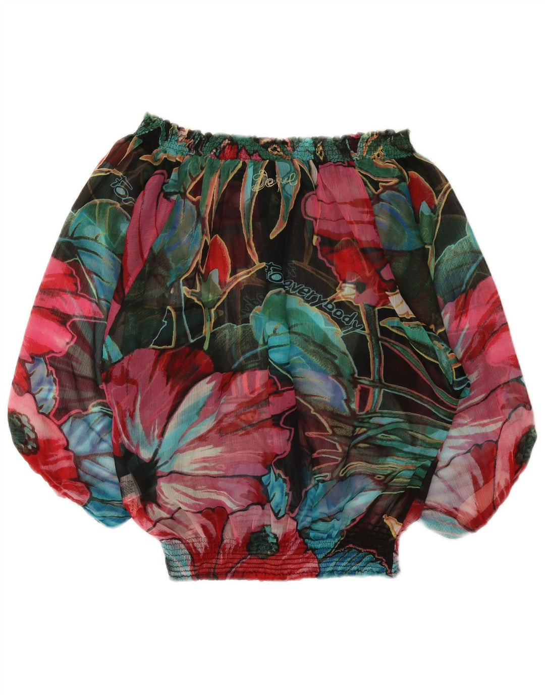 Desigual Top gráfico con hombros descubiertos para mujer Reino Unido 40 Medio Multicolor Floral