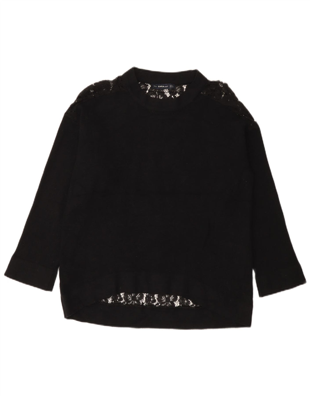 Zara Blusa extragrande de manga larga para mujer UK 10 Small Black