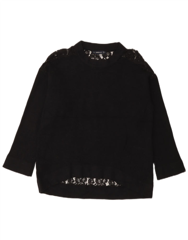 Zara Blusa extragrande de manga larga para mujer UK 10 Small Black