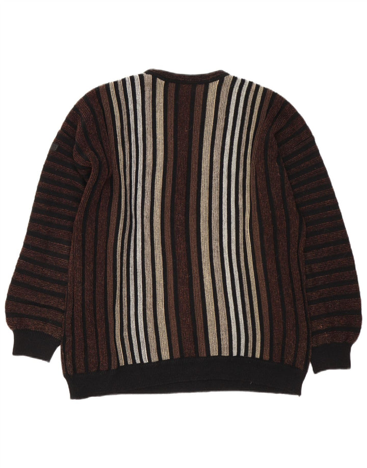 Bueckle Jersey De Cuello Redondo Para Hombre IT 52 Large Marrón Rayas Poliacrílico