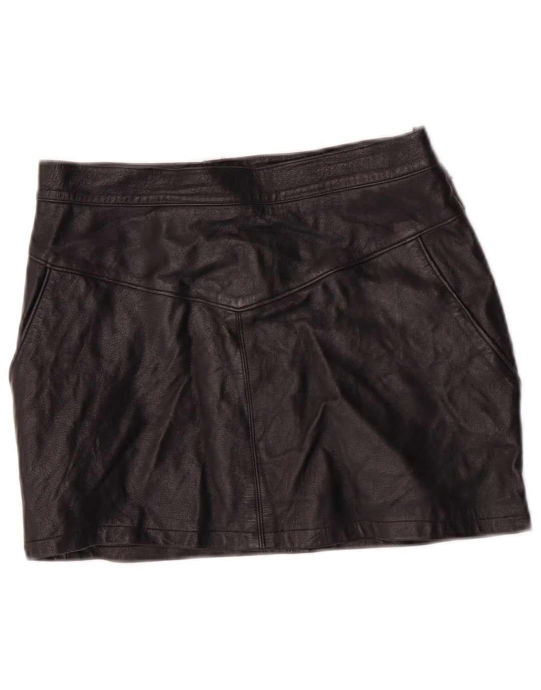 EMBASSY Falda de cuero de cintura alta para mujer IT 46 Large W26 Cuero negro