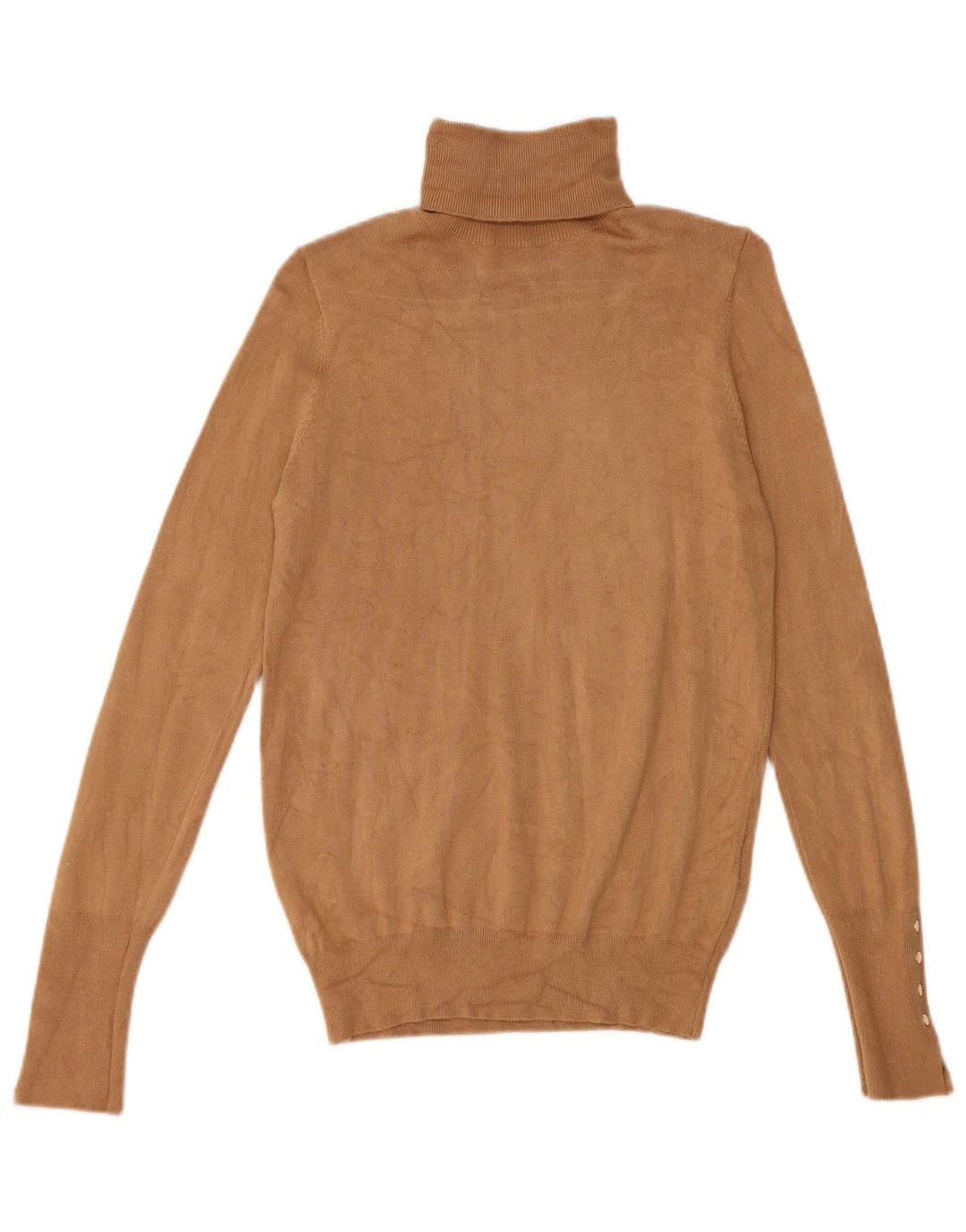 Zara Mujer Roll Neck Jumper Sweater UK 10 Small Marrón Viscosa