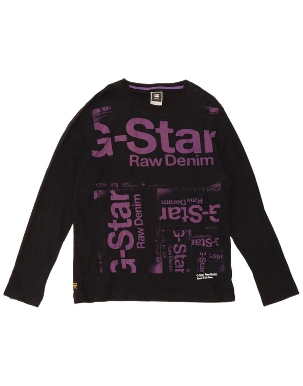 G-Star Hombre Top Gráfico Manga Larga Grande Algodón Negro