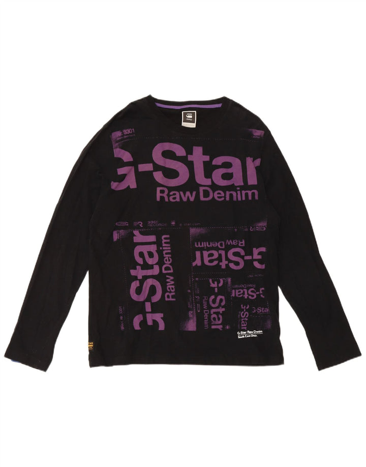 G-Star Hombre Top Gráfico Manga Larga Grande Algodón Negro