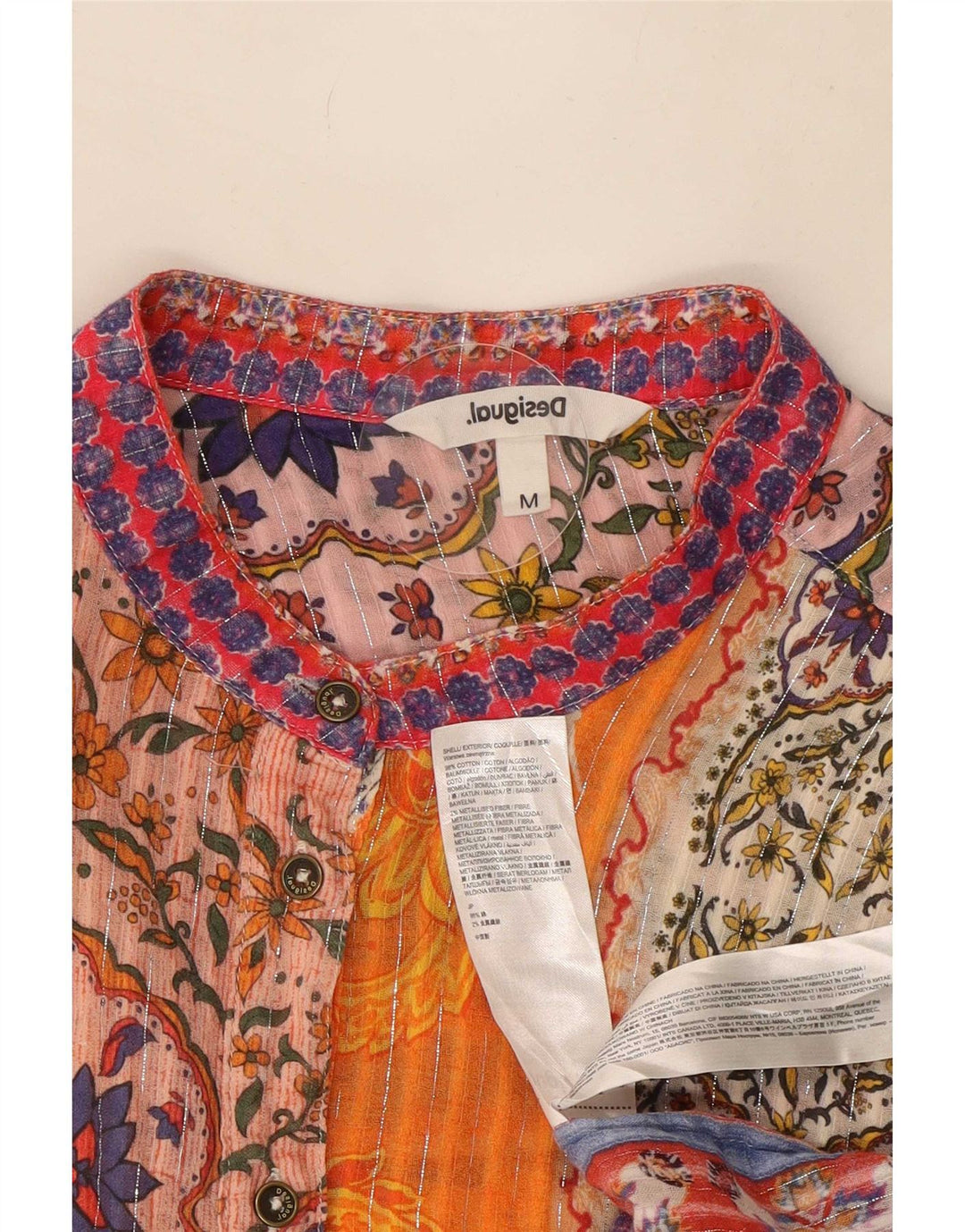 Desigual Blusa para mujer UK 40 Mediana Algodón Paisley multicolor