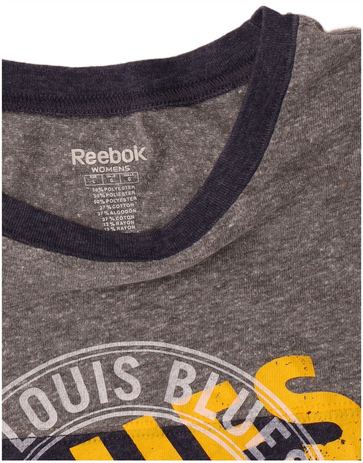 Reebok - Camiseta gráfica para mujer, talla 40, talla grande, poliéster, color azul marino