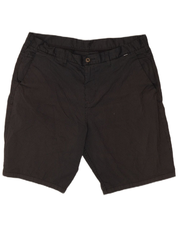 Hurley Pantalones cortos chinos para hombre W38 XL Poliéster a rayas negras