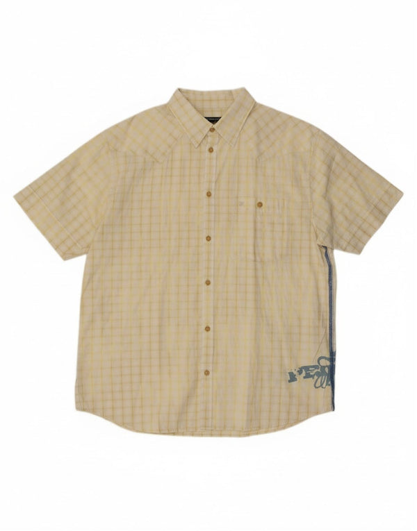 Wrangler Camisa gráfica de manga corta para hombre XL Algodón a cuadros amarillos