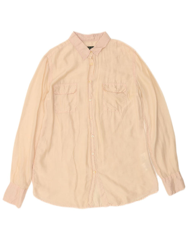 FRED PERRY Blusa camisera para mujer UK 40 Grande Seda Beige