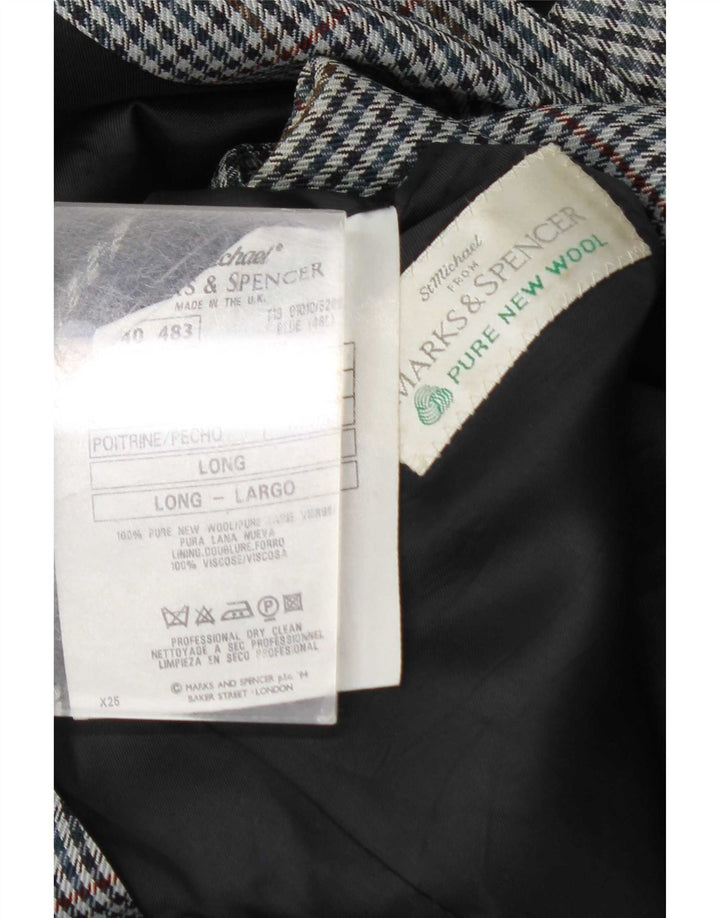 Marks & Spencer Chaqueta tipo blazer de 2 botones para hombre UK 46 XL Lana a cuadros azul