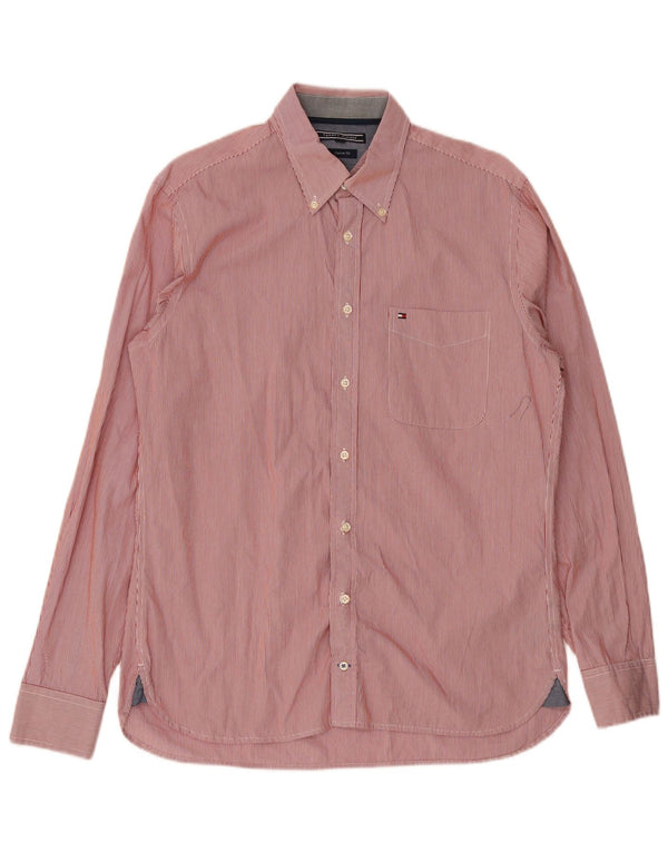 Camisa Tommy Hilfiger de corte personalizado para hombre de algodón a rayas rojas medianas