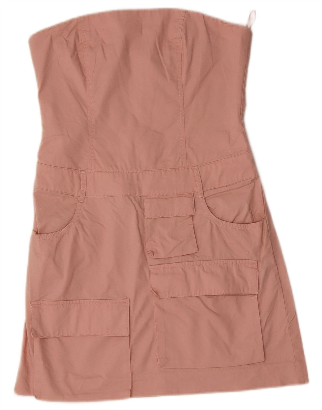 ZARA Mujer Mini Vestido Sin Tirantes UK 6 XS Algodón Rosa