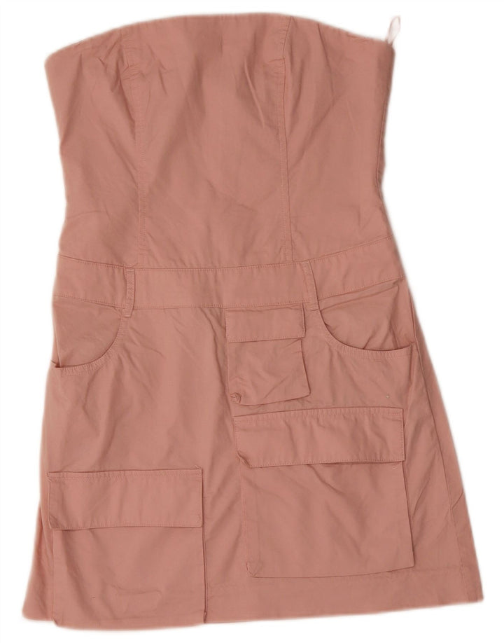 ZARA Mujer Mini Vestido Sin Tirantes UK 6 XS Algodón Rosa