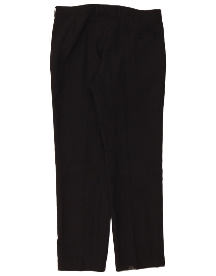 Marks & Spencer Pantalón de traje recto para hombre W36 L33 Poliéster negro