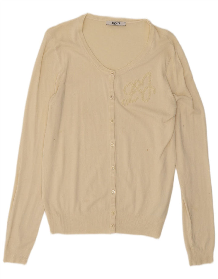 Liu Jo Suéter tipo cárdigan extragrande para mujer UK 10 Small Off White Viscosa