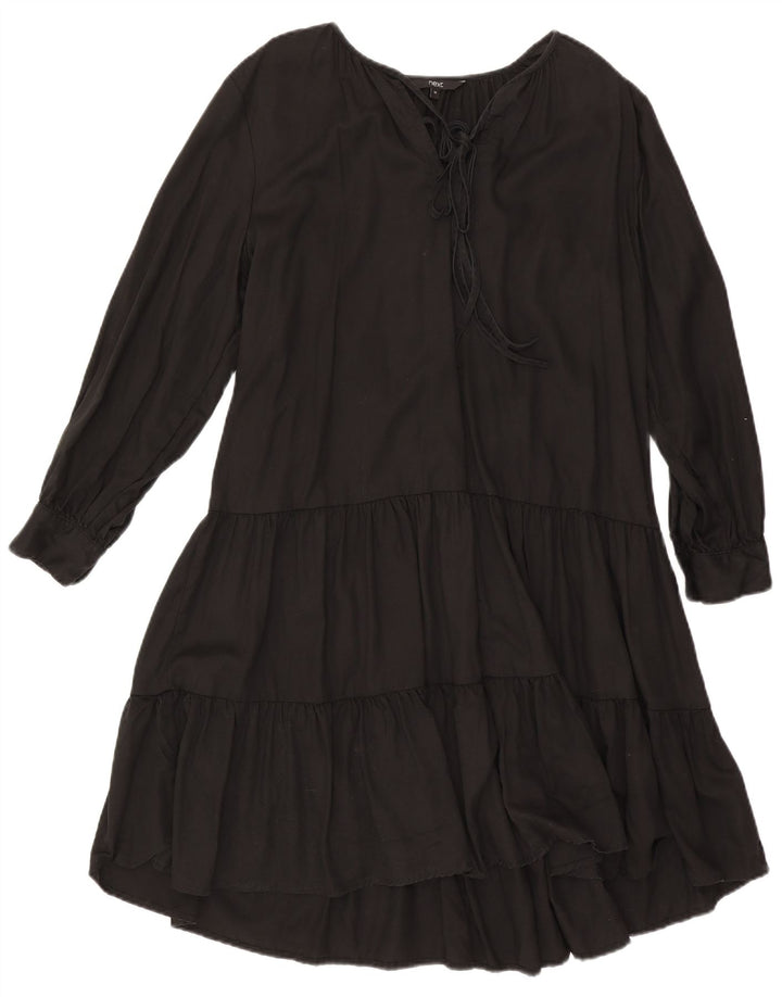 Next Vestido escalonado extragrande de manga larga para mujer UK 40 Small Black