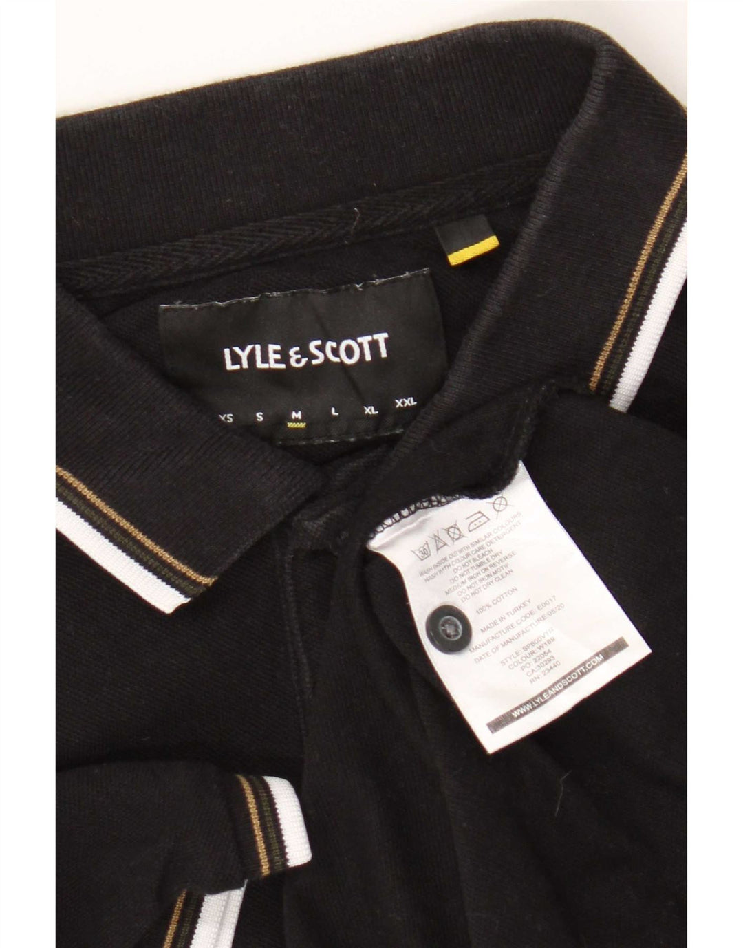 Lyle & Scott Polo para hombre de algodón a rayas negro mediano