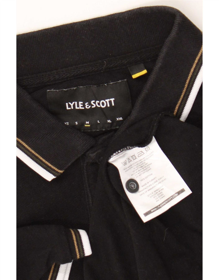 Lyle & Scott Polo para hombre de algodón a rayas negro mediano