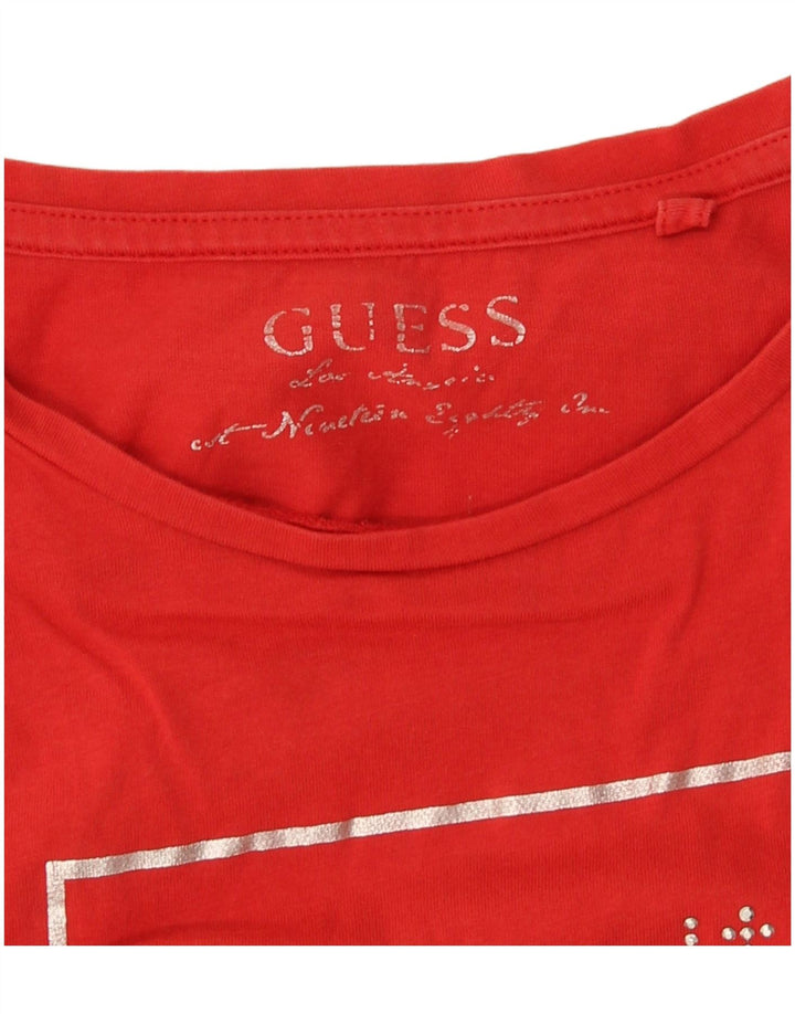 Guess Camiseta gráfica para mujer Top UK 12 Medium Red