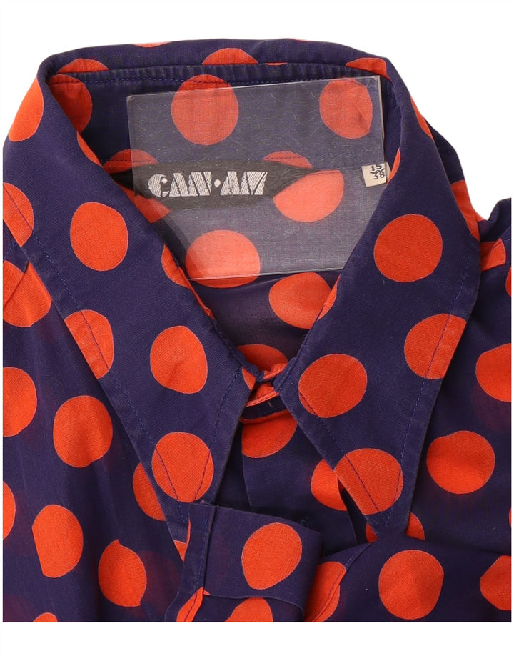 Can Am Camisa transparente para hombre Talla 15 38 Mediana Lunares azul marino