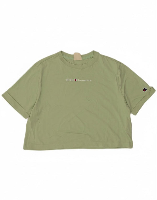 Champion Camiseta Corta Gráfica para Mujer Top UK 40 Algodón Verde Medio
