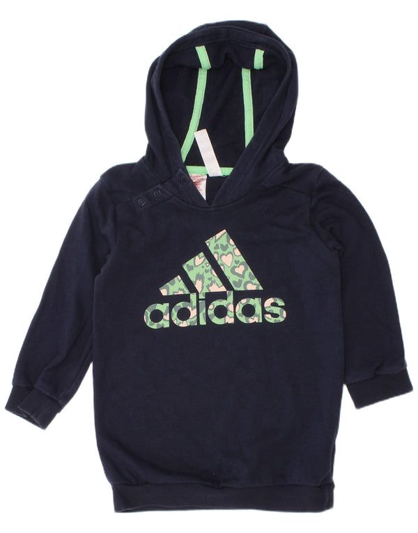 Adidas - Sudadera con capucha para bebé niña, 18-24 meses, algodón azul marino