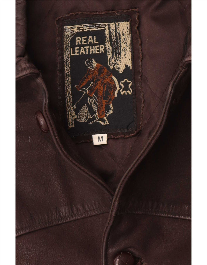 Vintage chaqueta de cuero para hombre Reino Unido 38 cuero marrón medio
