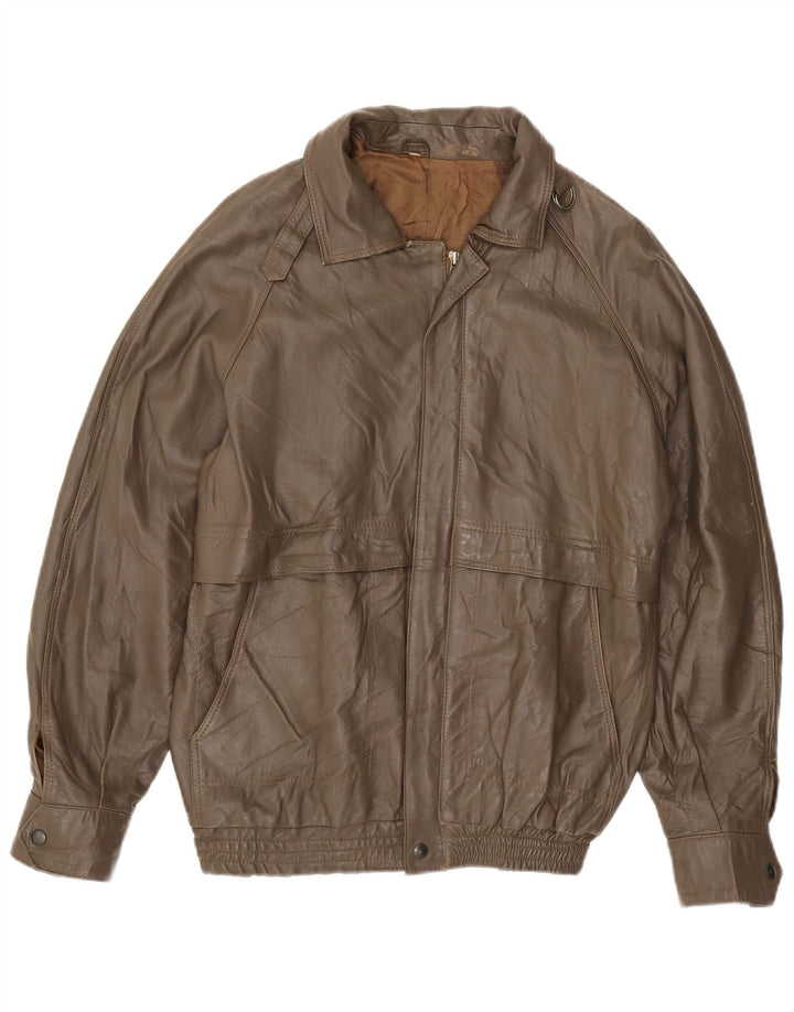VINTAGE Chaqueta de cuero para hombre IT 48 Marrón medio