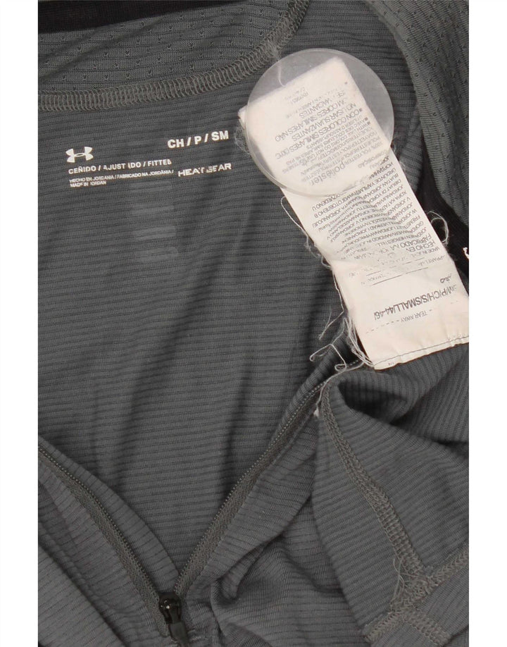 Under Armour Hombre Heat Gear Zip Neck Top Manga Larga Poliéster Gris Pequeño