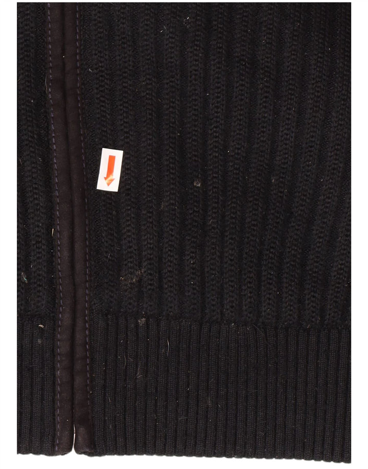 Pierre Cardin Cárdigan para hombre IT 56 XL Poliéster negro